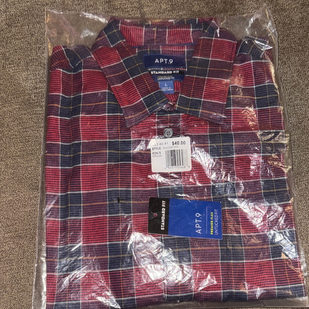 Apt. 9 Men's Casual Red and Blue Checkered Shirt